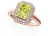 Rose gold Fancy Yellow Radiant  Halo Diamond Engagement Ring with Solitaire Band and Four-Prong Setting_21