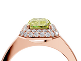 Rose gold Fancy Yellow Radiant  Halo Diamond Engagement Ring with Solitaire Band and Four-Prong Setting_24