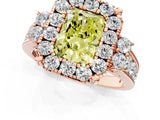 Rose gold Fancy Yellow Radiant  Halo Diamond Engagement Ring with Split Shank and Four-Prong Setting_44