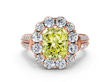 Rose gold Fancy Yellow Radiant  Halo Diamond Engagement Ring with Split Shank and Prong Setting_66