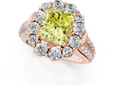 Rose gold Fancy Yellow Radiant  Halo Diamond Engagement Ring with Split Shank and Prong Setting_67