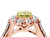 Rose gold Fancy Yellow Radiant  Halo Diamond Engagement Ring with Split Shank and Prong Setting_70