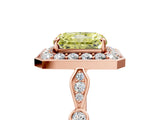 Rose gold Fancy Yellow Radiant  Halo Diamond Engagement Ring with Twisted Band and Four-Prong Setting 1