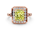 Rose gold Fancy Yellow Radiant  Halo Diamond Engagement Ring with Twisted Band and Four-Prong Setting 2