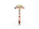 Rose gold Fancy Yellow Radiant  Halo Diamond Engagement Ring with Twisted Band and Four-Prong Setting 4