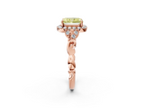 Rose gold Fancy Yellow Radiant  Halo Diamond Engagement Ring with Vintage-Inspired Band and Four-Prong Setting_5