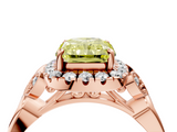 Rose gold Fancy Yellow Radiant  Halo Diamond Engagement Ring with Vintage-Inspired Band and Four-Prong Setting_7