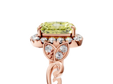 Rose gold Fancy Yellow Radiant  Halo Diamond Engagement Ring with Vintage-Inspired Band and Four-Prong Setting_8