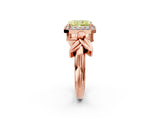 Rose gold Fancy Yellow Radiant  Halo Diamond Floral Band with Four-Prong Setting_57