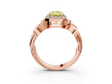 Rose gold Fancy Yellow Radiant  Halo Diamond Floral Band with Four-Prong Setting_58