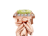 Rose gold Fancy Yellow Radiant  Halo Diamond Floral Band with Four-Prong Setting_60