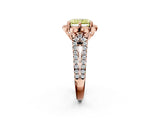Rose gold Fancy Yellow Radiant  Halo Diamond Floral Split Shank Engagement Ring 3