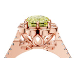 Rose gold Fancy Yellow Radiant  Halo Diamond Floral Split Shank Engagement Ring 5