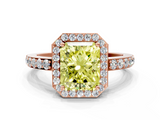 Rose gold Fancy Yellow Radiant  Halo Diamond Pavé Band Ring with Prong Setting_20