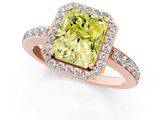 Rose gold Fancy Yellow Radiant  Halo Diamond Pavé Band Ring with Prong Setting_21