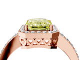 Rose gold Fancy Yellow Radiant  Halo Diamond Pavé Band Ring with Prong Setting_24