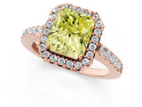 Rose gold Fancy Yellow Radiant  Halo Diamond Pavé Solitaire Ring_89