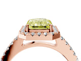 Rose gold Fancy Yellow Radiant  Halo Diamond Pavé Solitaire Ring_92