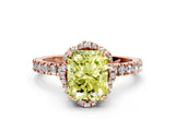 Rose gold Fancy Yellow Radiant  Halo Diamond Pave Band Ring with Four-Prong Setting_15