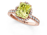 Rose gold Fancy Yellow Radiant  Halo Diamond Pave Band Ring with Four-Prong Setting_16