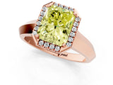 Rose gold Fancy Yellow Radiant  Halo Diamond Ring with Cathedral Band and Four-Prong Setting_50
