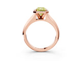 Rose gold Fancy Yellow Radiant  Halo Diamond Ring with Cathedral Band and Four-Prong Setting_52