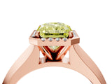 Rose gold Fancy Yellow Radiant  Halo Diamond Ring with Cathedral Band and Four-Prong Setting_53