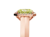 Rose gold Fancy Yellow Radiant  Halo Diamond Ring with Cathedral Band and Four-Prong Setting_54