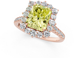Rose gold Fancy Yellow Radiant  Halo Diamond Ring with Pavé Band and Prong Setting_38
