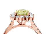 Rose gold Fancy Yellow Radiant  Halo Diamond Ring with Pavé Band and Prong Setting_41