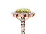 Rose gold Fancy Yellow Radiant  Halo Diamond Ring with Pavé Band and Prong Setting_42