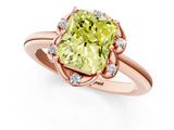 Rose gold Fancy Yellow Radiant  Halo Diamond Ring with Round Cluster Setting, Solitaire Band, and Four-Prong Setting_50