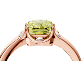 Rose gold Fancy Yellow Radiant  Halo Diamond Ring with Round Cluster Setting, Solitaire Band, and Four-Prong Setting_53