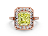 Rose gold Fancy Yellow Radiant  Halo Diamond Ring with Split Shank and Four-Prong Setting_74