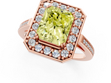 Rose gold Fancy Yellow Radiant  Halo Diamond Ring with Split Shank and Four-Prong Setting_75