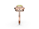 Rose gold Fancy Yellow Radiant  Halo Diamond Ring with Split Shank and Four-Prong Setting_76