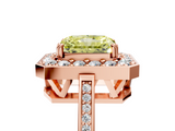 Rose gold Fancy Yellow Radiant  Halo Diamond Ring with Split Shank and Four-Prong Setting_79