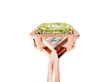 Rose gold Fancy Yellow Radiant  Halo Diamond Ring with Tapered Band and Four-Prong Setting_8