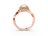 Rose gold Fancy Yellow Radiant  Halo Diamond Ring with Vintage Split Shank and Four-Prong Setting_24