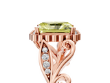 Rose gold Fancy Yellow Radiant  Halo Diamond Ring with Vintage Split Shank and Four-Prong Setting_26