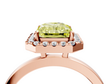Rose gold Fancy Yellow Radiant  Halo Diamond Solitaire with Pavé Band and Four-Prong Setting_79