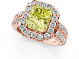 Rose gold Fancy Yellow Radiant  Halo Diamond Split Shank Engagement Ring with Prong Setting_69
