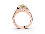 Rose gold Fancy Yellow Radiant  Halo Diamond Split Shank Engagement Ring with Prong Setting_71