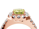 Rose gold Fancy Yellow Radiant  Halo Diamond Split Shank Engagement Ring with Prong Setting_72