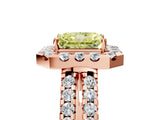 Rose gold Fancy Yellow Radiant  Halo Diamond Split Shank Engagement Ring with Prong Setting_73