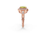 Rose gold Fancy Yellow Radiant  Halo Diamond Split Shank Ring with Milgrain Detail_53