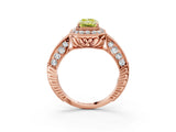 Rose gold Fancy Yellow Radiant  Halo Diamond Split Shank Ring with Milgrain Detail_54