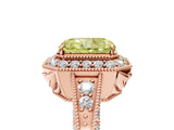 Rose gold Fancy Yellow Radiant  Halo Diamond Split Shank Ring with Milgrain Detail_56