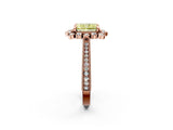 Rose gold Fancy Yellow Radiant  Halo Milgrain Pave Diamond Ring with Four-Prong Setting 3