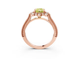 Rose gold Fancy Yellow Radiant  Halo Milgrain Pave Diamond Ring with Four-Prong Setting 4